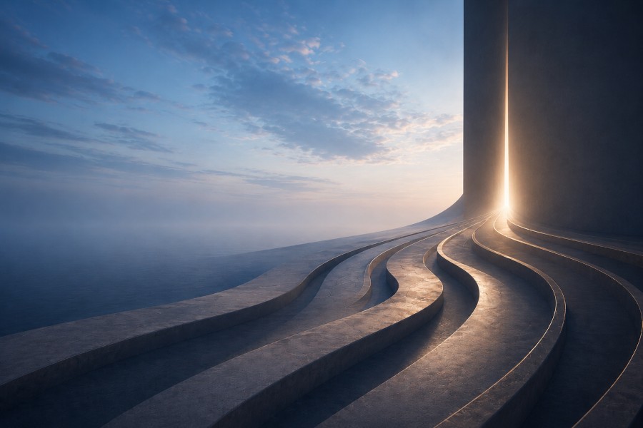Abstrakte Architektur mit Lichtstrahl